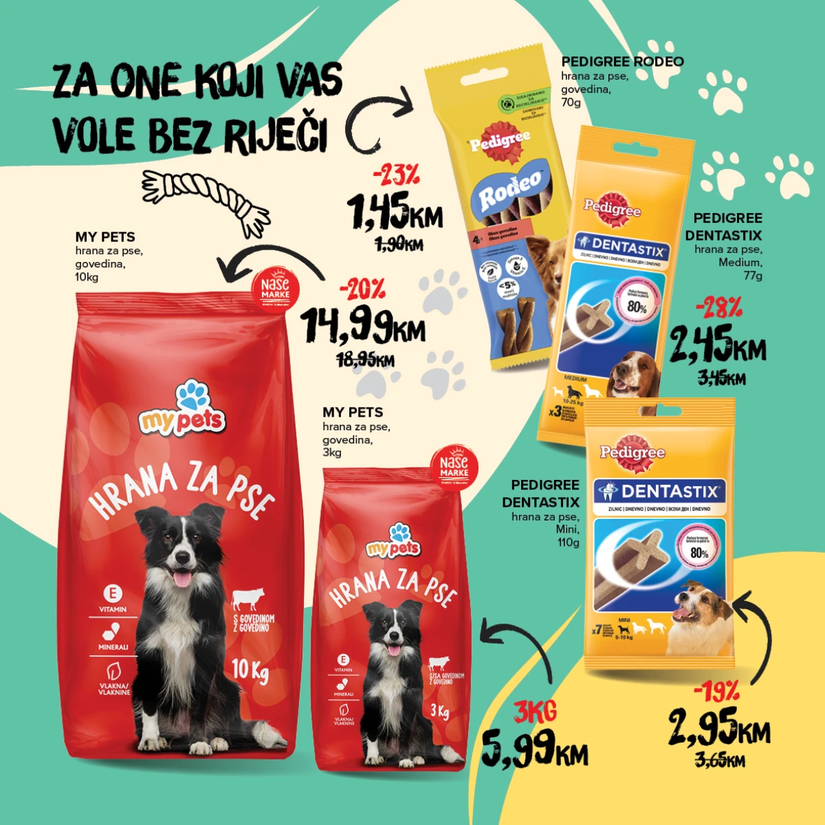 Konzum i Mercator katalog - velika pakovanja hrane za pse