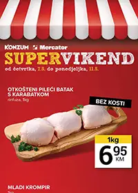 Konzum i Mercator Super Vikend akcija – pileći batak 6,95 KM, krompir 1,35 KM i Ariel 24,99 KM