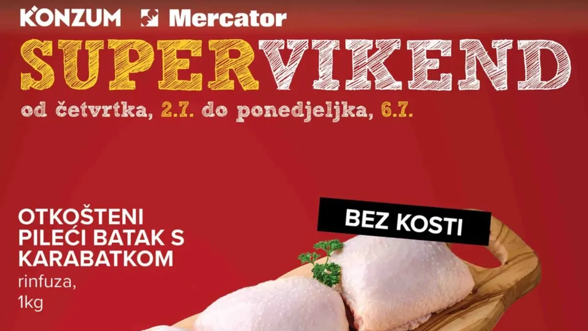 Konzum i Mercator Super Vikend akcija sa sniženjima do 61% od 02. do 06.07.2026.