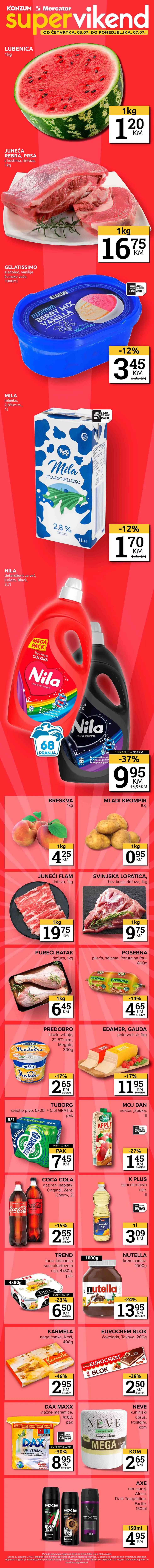 KONZUM i MERCATOR Vikend akcija sniženja do 07.07.2025