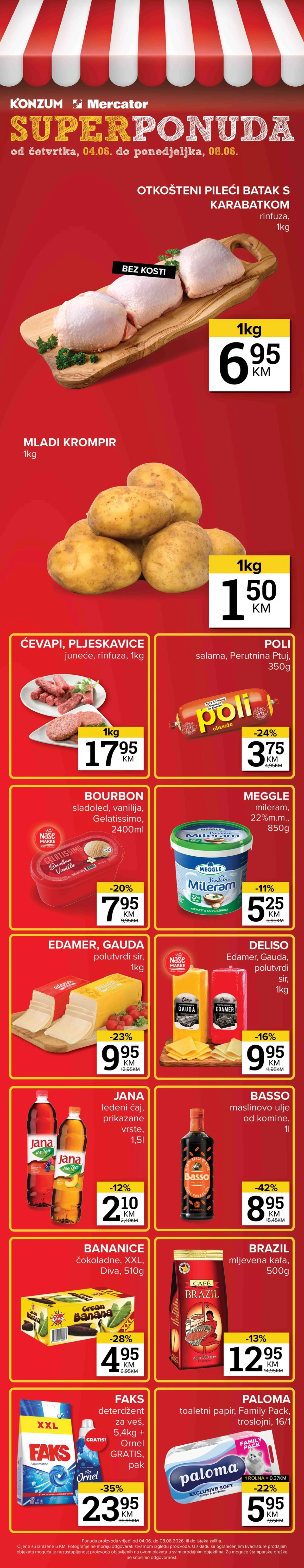 Konzum i Mercator Super vikend akcija do 42% popusta od 04.06. do 08.06.2026