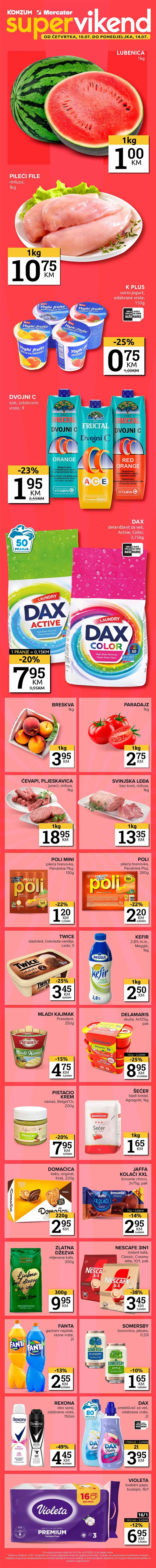 Konzum i Mercator vikend akcija – Sniženja do 14. jula 2025.