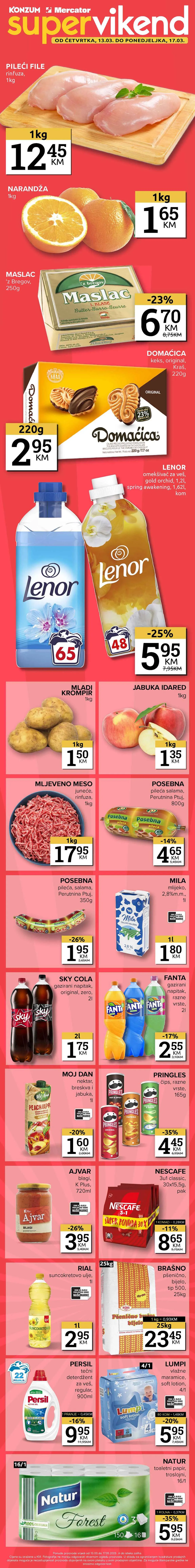 KONZUM i MERCATOR Vikend akcija sniženja do 17.03.2025