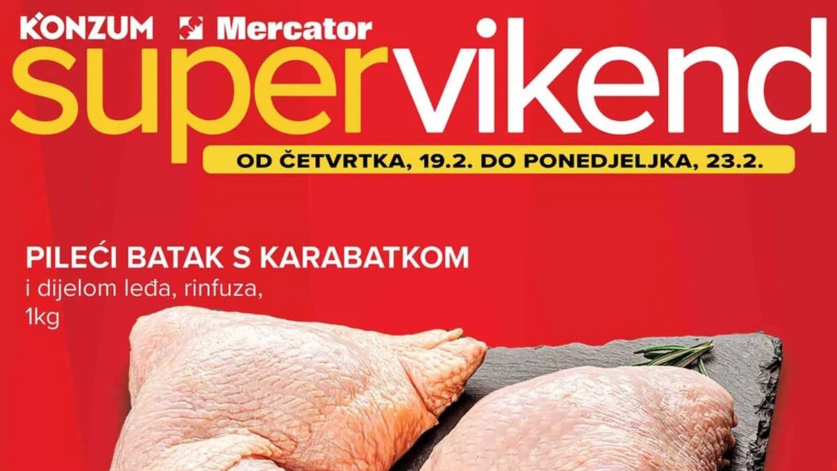 Konzum i Mercator vikend akcija sniženja na prehranu i kućne potrepštine do 23. februara 2026.