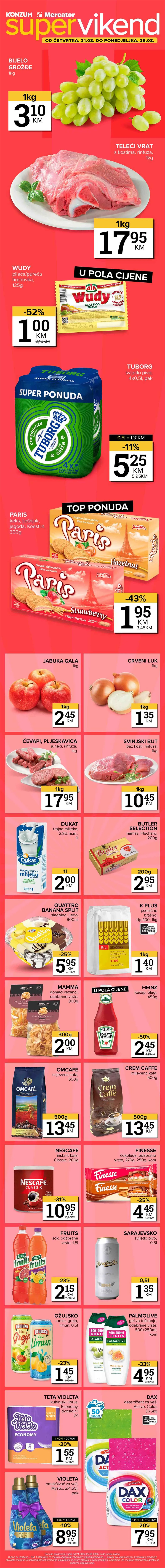Konzum i Mercator vikend akcija – sniženja do 25.08.2025. popusti do 52%