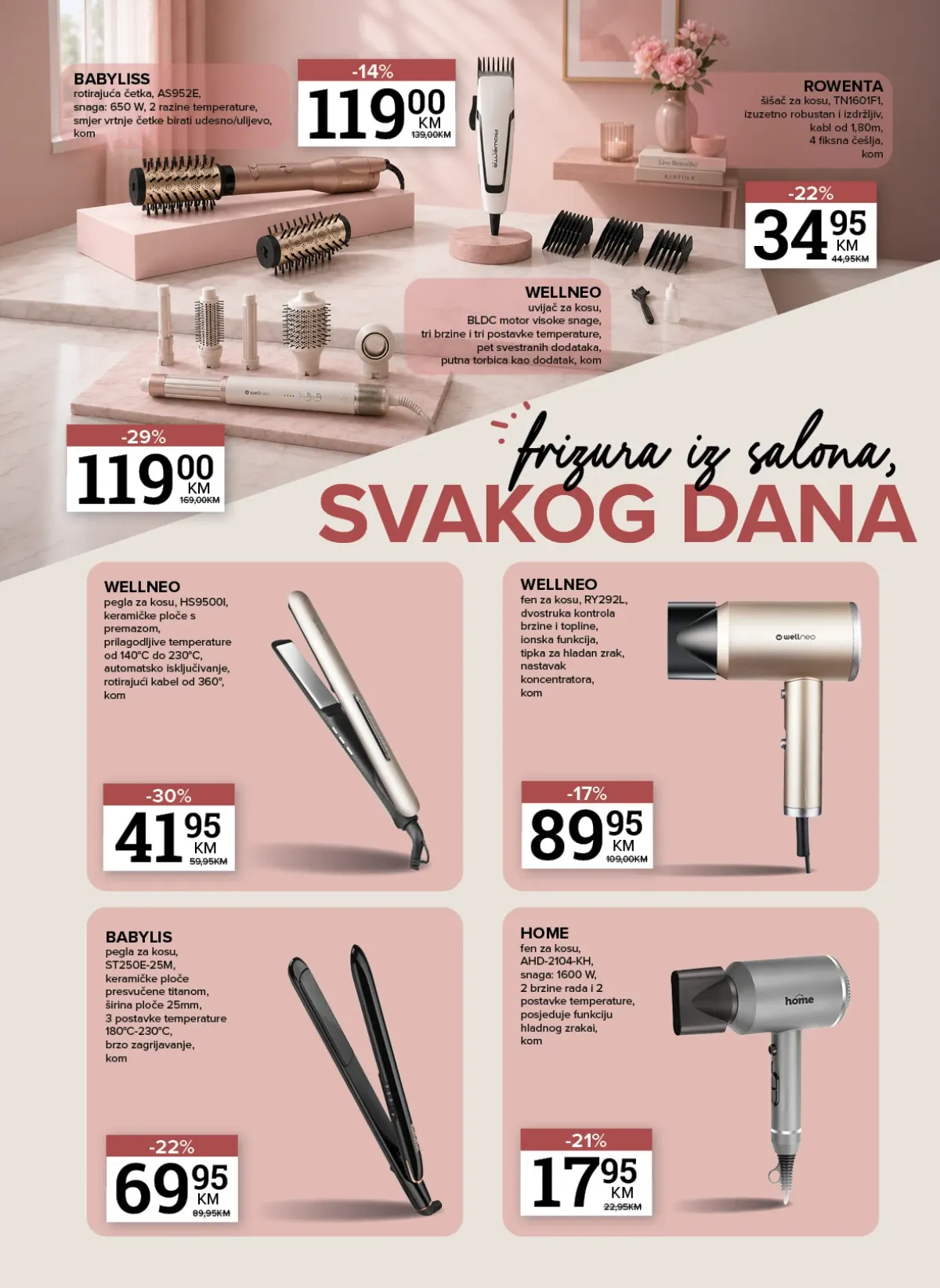 Konzum i Mercator katalog – fenovi, pegle za kosu i uređaji za oblikovanje kose