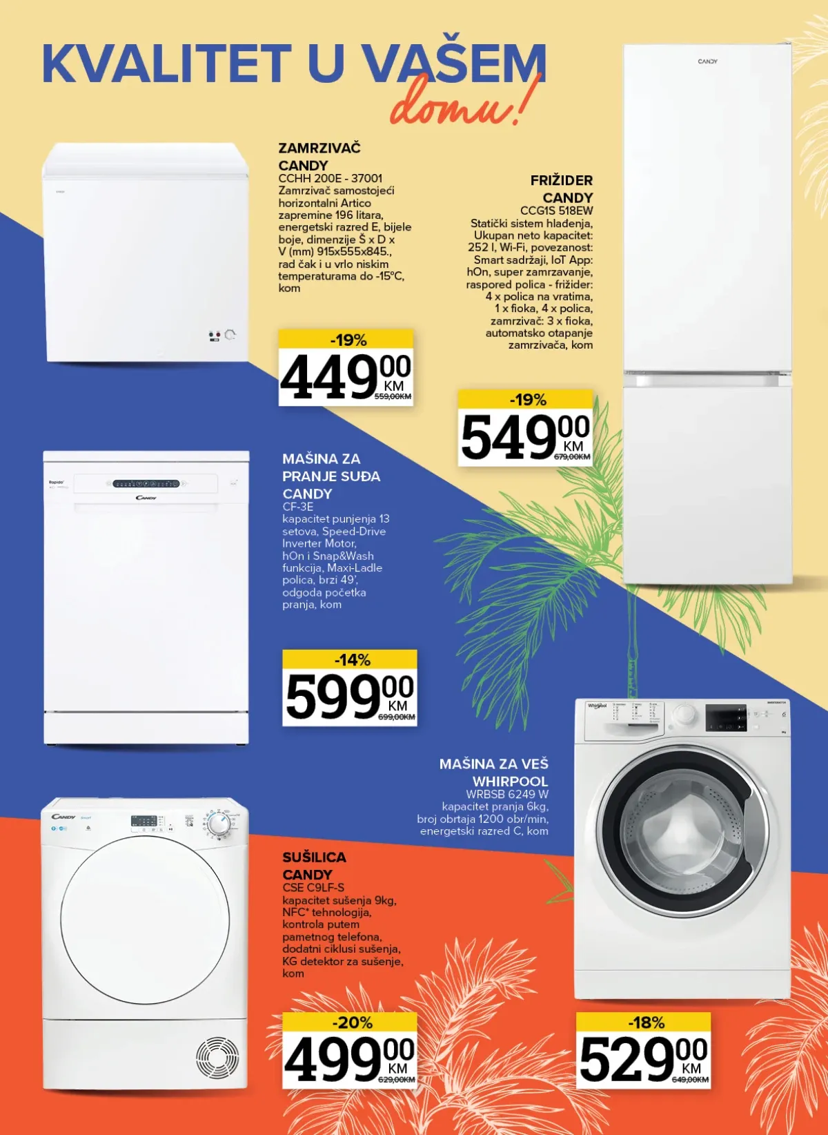 Konzum i Mercator katalog – Candy i Whirlpool bijela tehnika na akciji