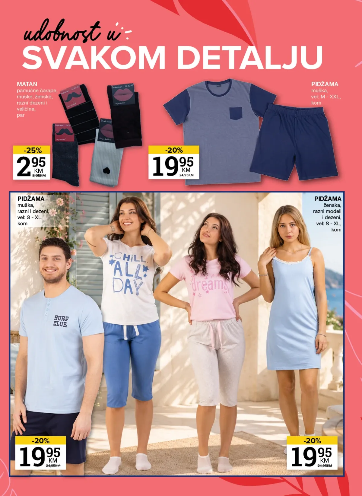 Konzum i Mercator katalog – muške i ženske pidžame i čarape na akciji