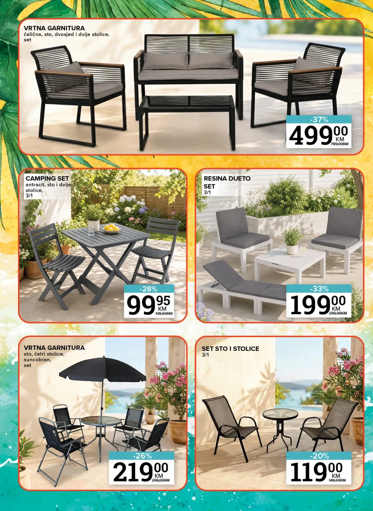Konzum i Mercator katalog – vrtne garniture, stolovi i stolice na akciji