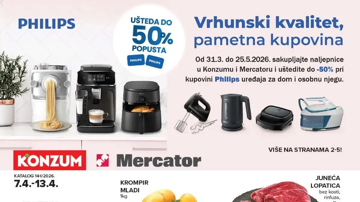 Konzum i Mercator katalog – akcija i sniženja do 48% do 04. aprila 2026 – strana HERO