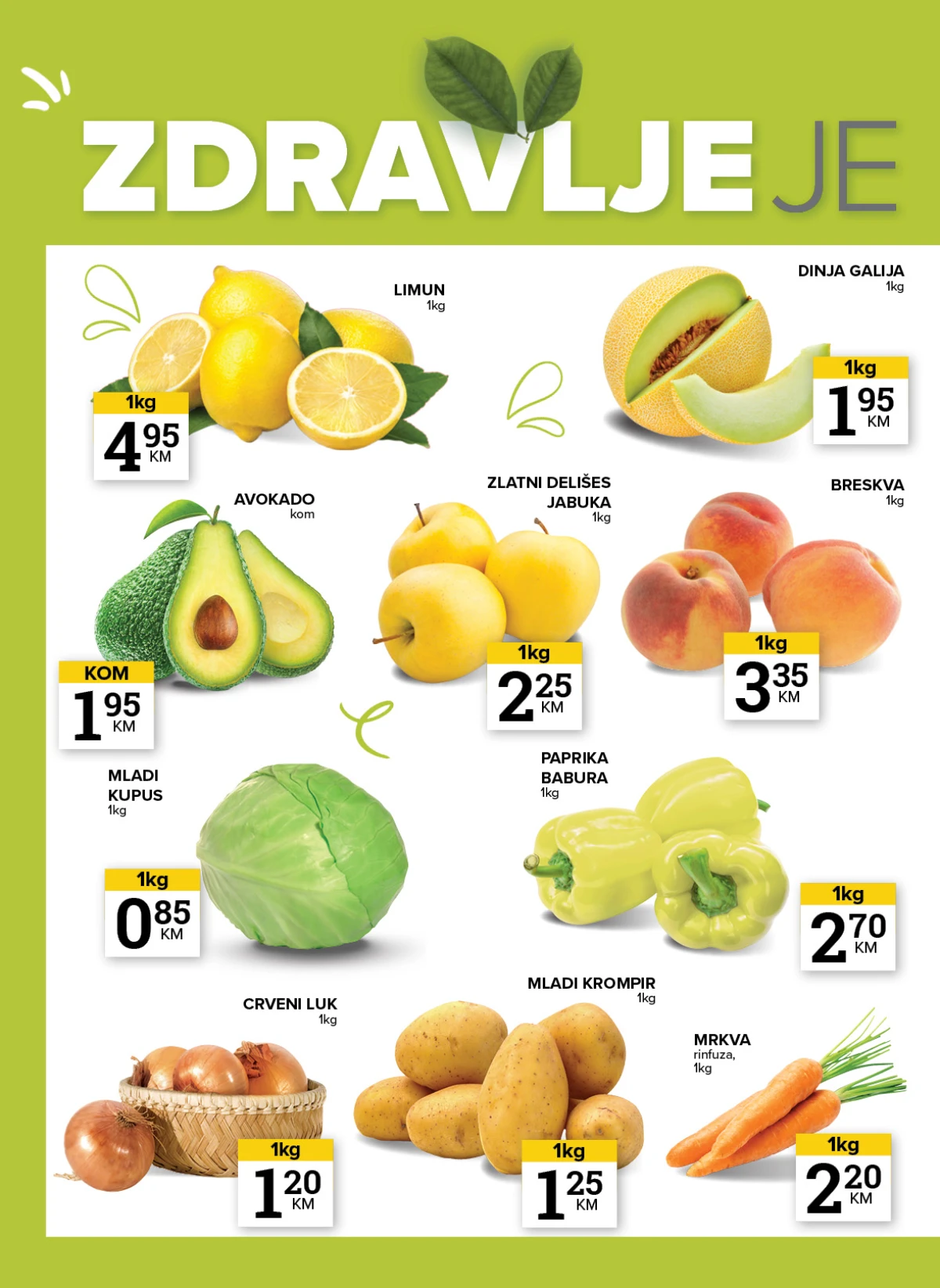 Konzum i Mercator sedmična akcija na svježe voće i povrće