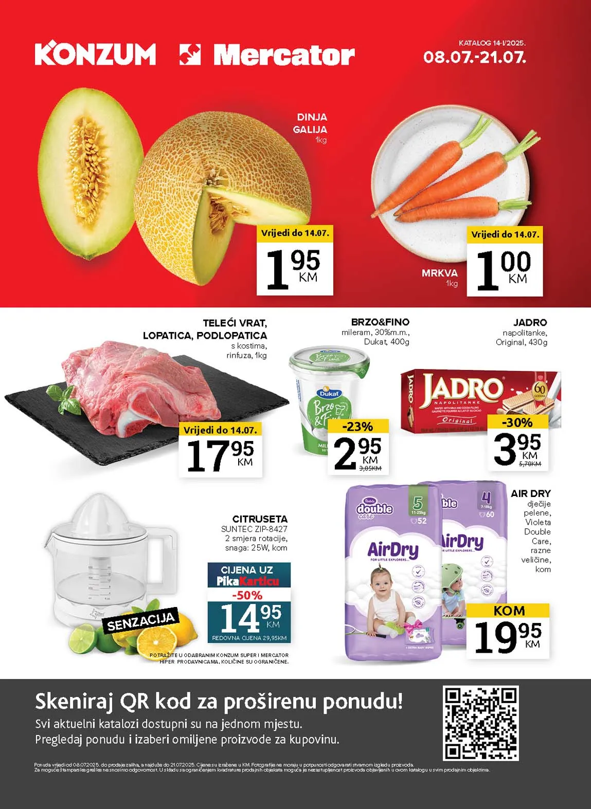 Konzum i Mercator Akcija Katalog sniženja do 21.07.2025