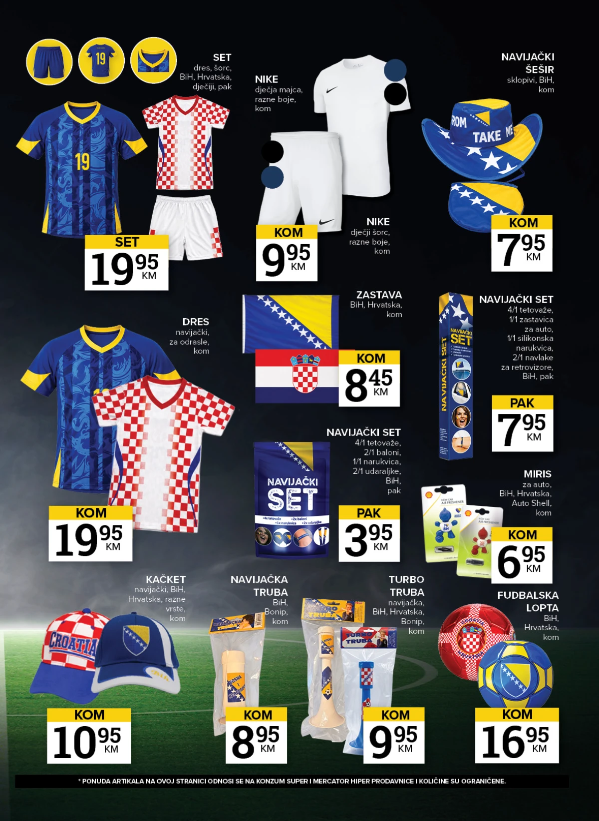 Navijački dresovi, zastave, šeširi i rekviziti za navijače