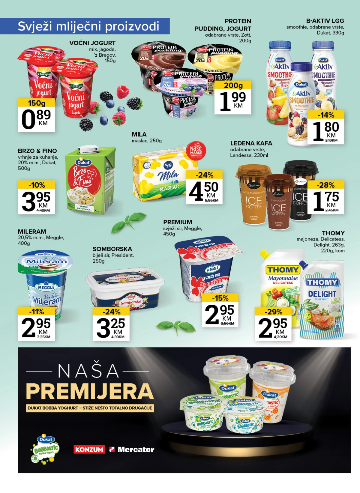 Maslac, svježi sirevi, jogurti i ledena kafa po akcijskim cijenama