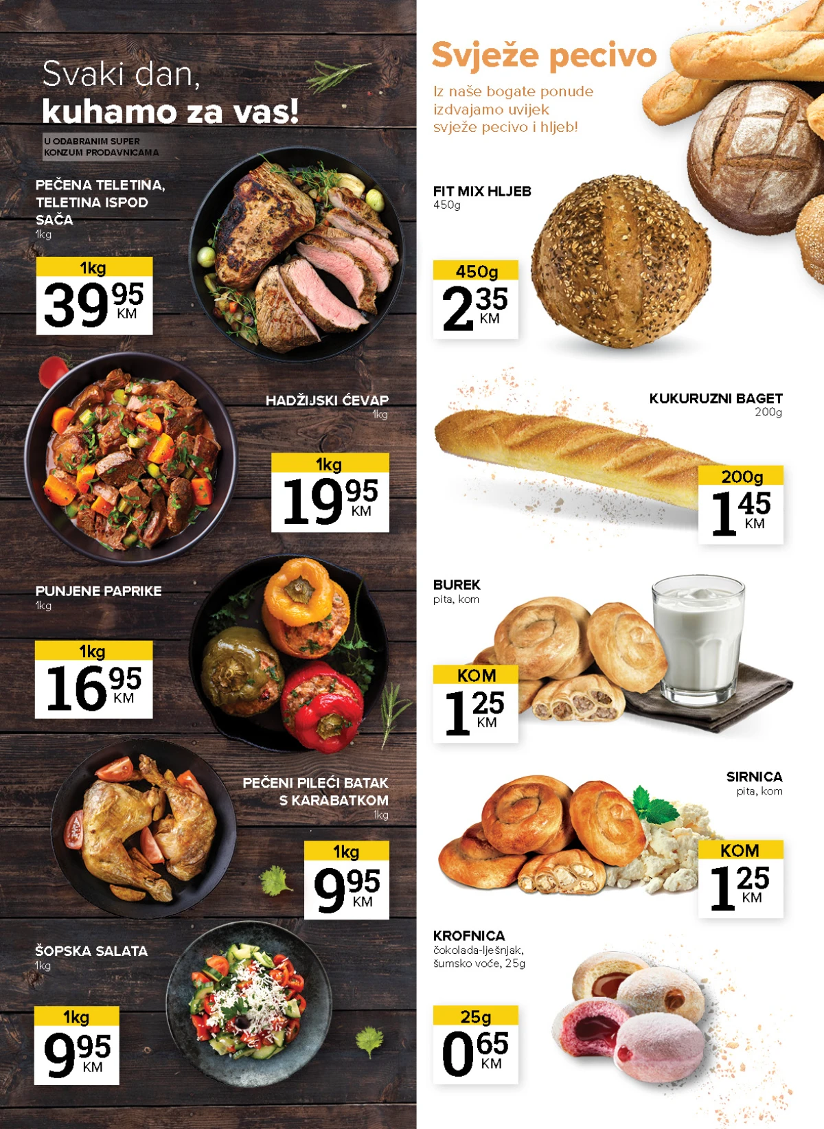 Konzum i Mercator katalog maj 2026 pecivo burek teletina i gotova jela akcija