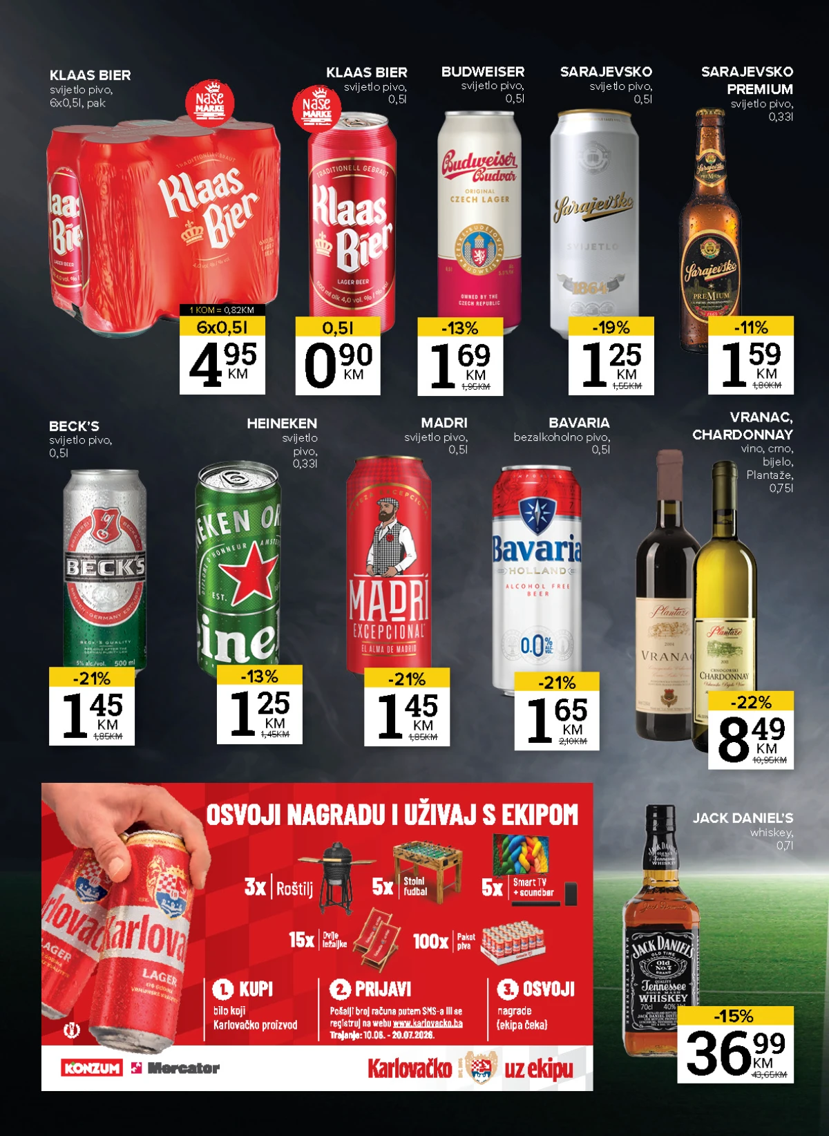 Konzum i Mercator akcija – pivo, vino i pića po sniženim cijenama