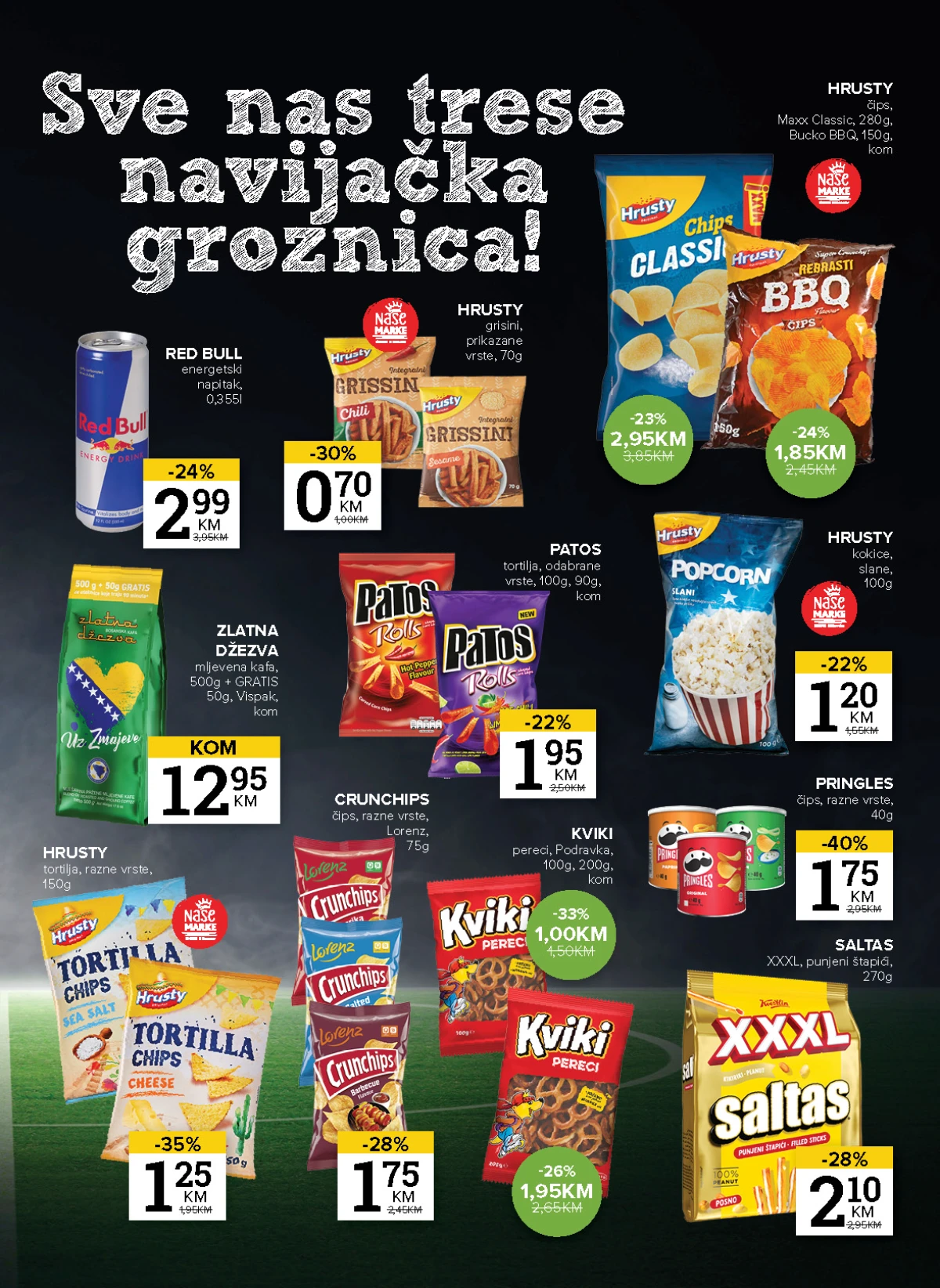 Konzum i Mercator katalog – grickalice, energetski napici i proizvodi za navijanje