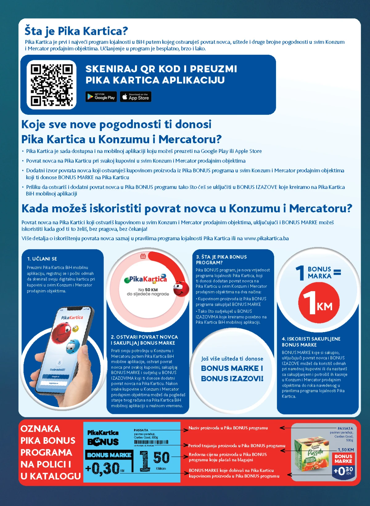 Konzum i Mercator Pika Bonus ponuda prehrambenih proizvoda