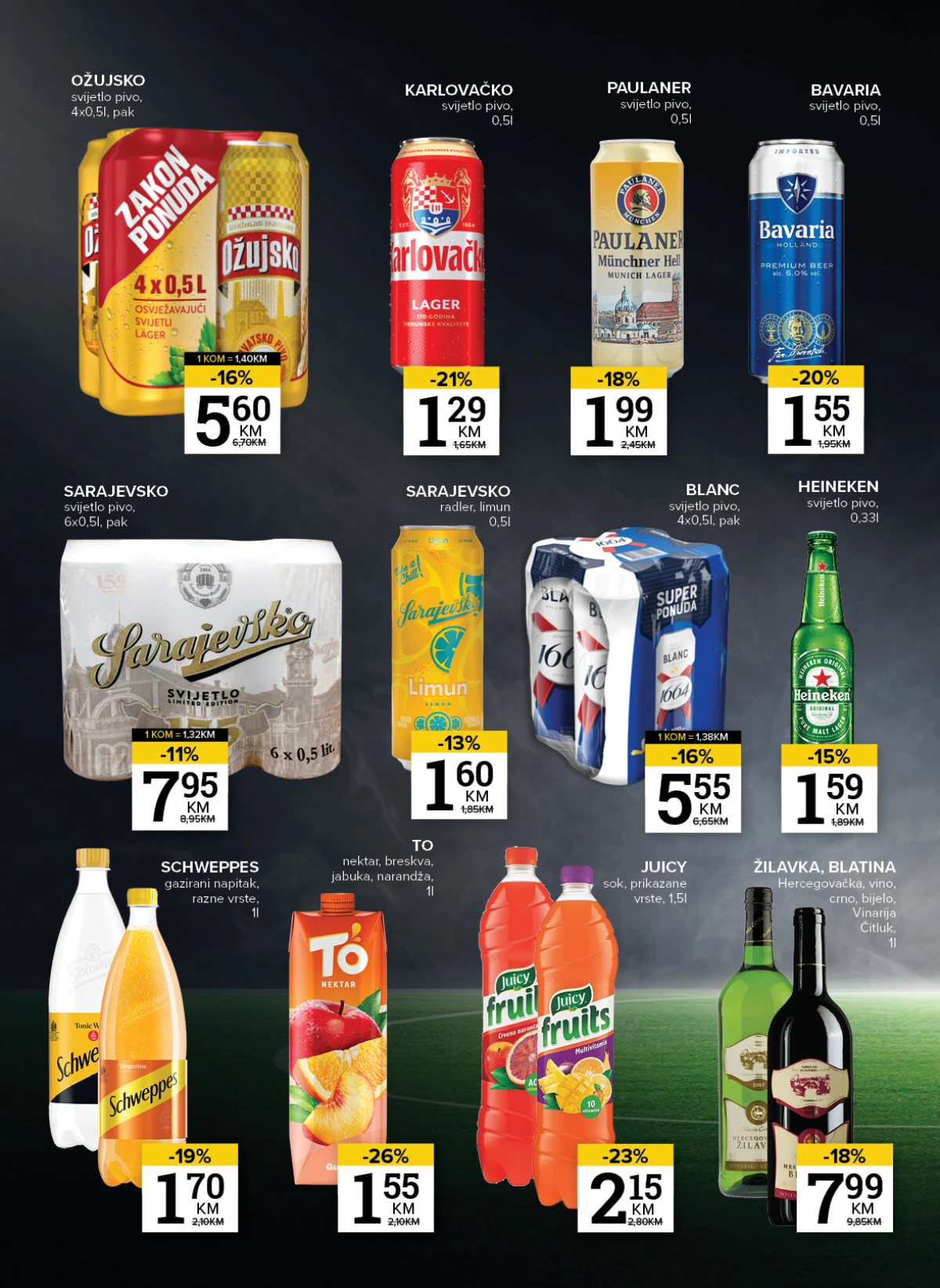 Konzum i Mercator akcija – pivo, vino, sokovi i osvježavajuća pića po sniženim cijenama