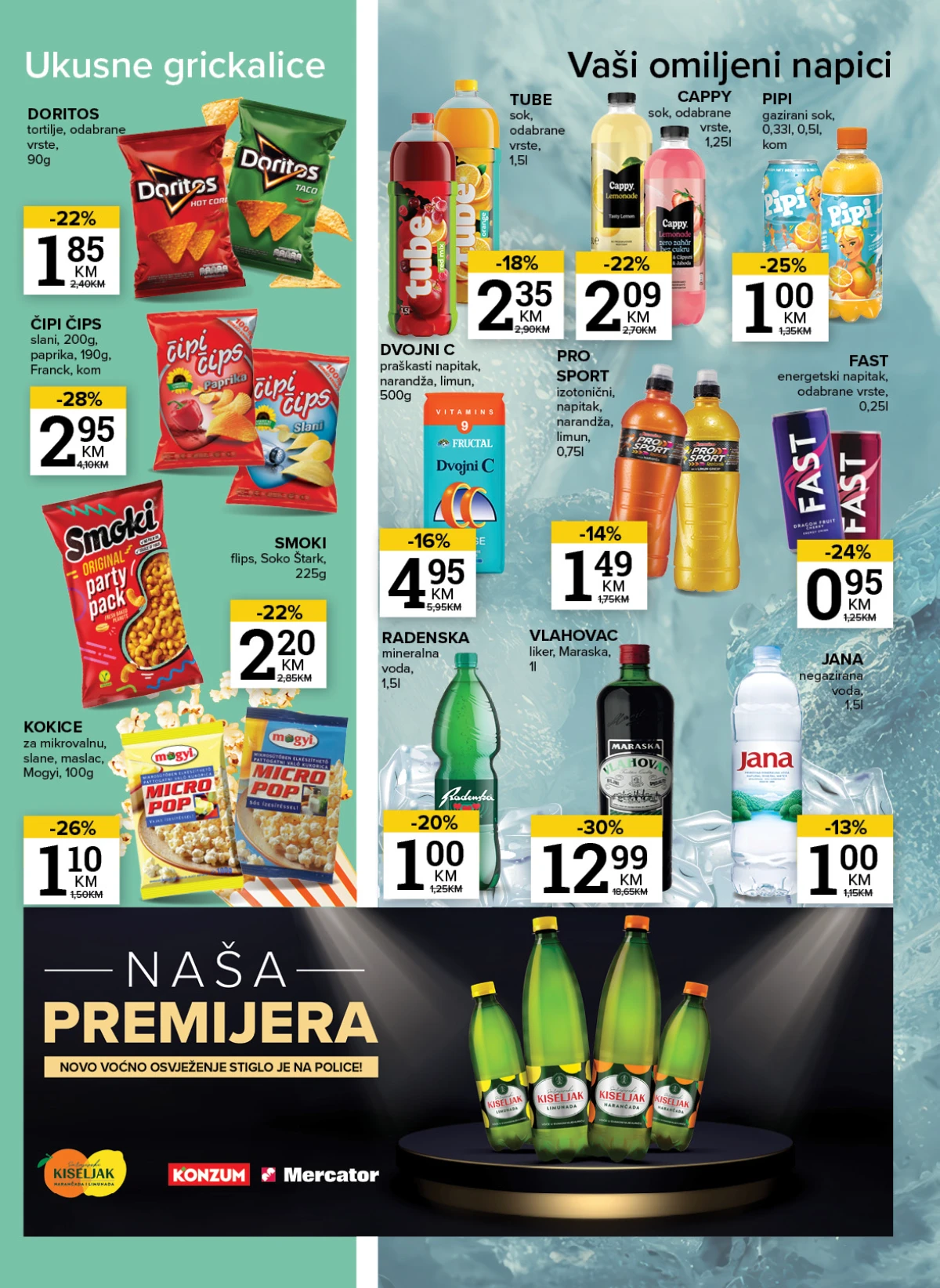 Konzum i Mercator akcija – pića, osvježenje i ljetne pogodnosti