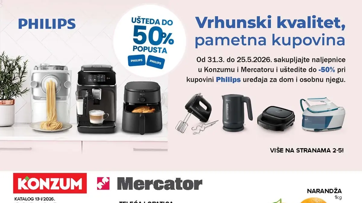 Konzum i Mercator katalog – akcija i sniženja do 50% do 04. aprila 2026 – strana HERO