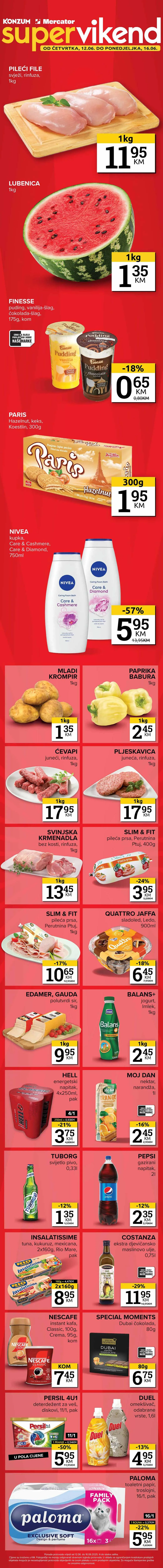 KONZUM i MERCATOR Vikend akcija sniženja do 16.06.2025