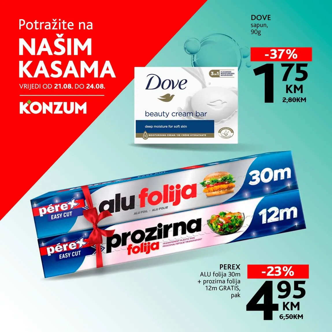 Konzum i Mercator – Top prodaja na kasama sniženja do 24.08.2025