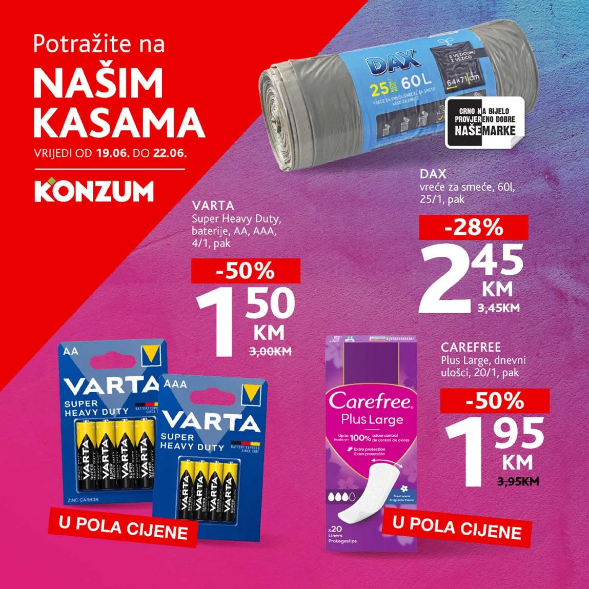 KONZUM Akcija Sniženja na kasama do 22.06.2025