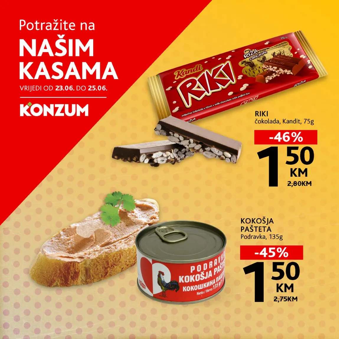 KONZUM Akcija Sniženja na kasama do 25.06.2025