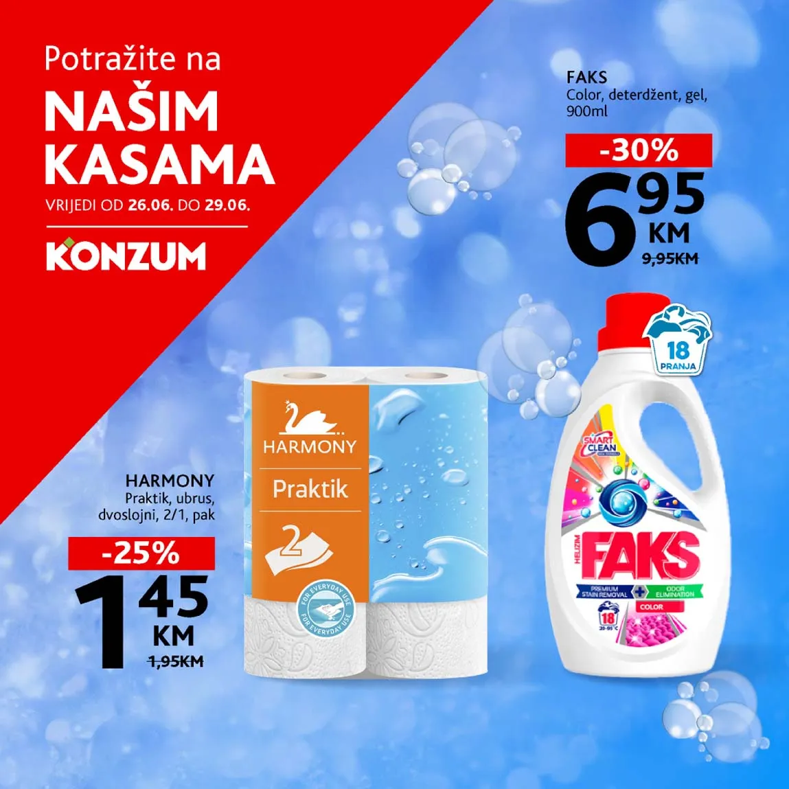 KONZUM Akcija Sniženja na kasama do 29.06.2025