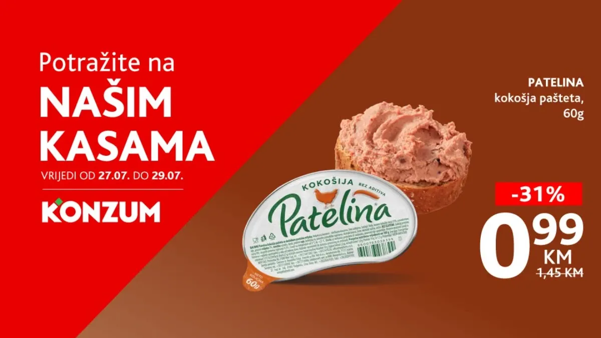 Konzum i Mercator akcija na kasama do 29.07.2026. – Patelina pašteta i Jaffa Cakes po sniženim cijenama