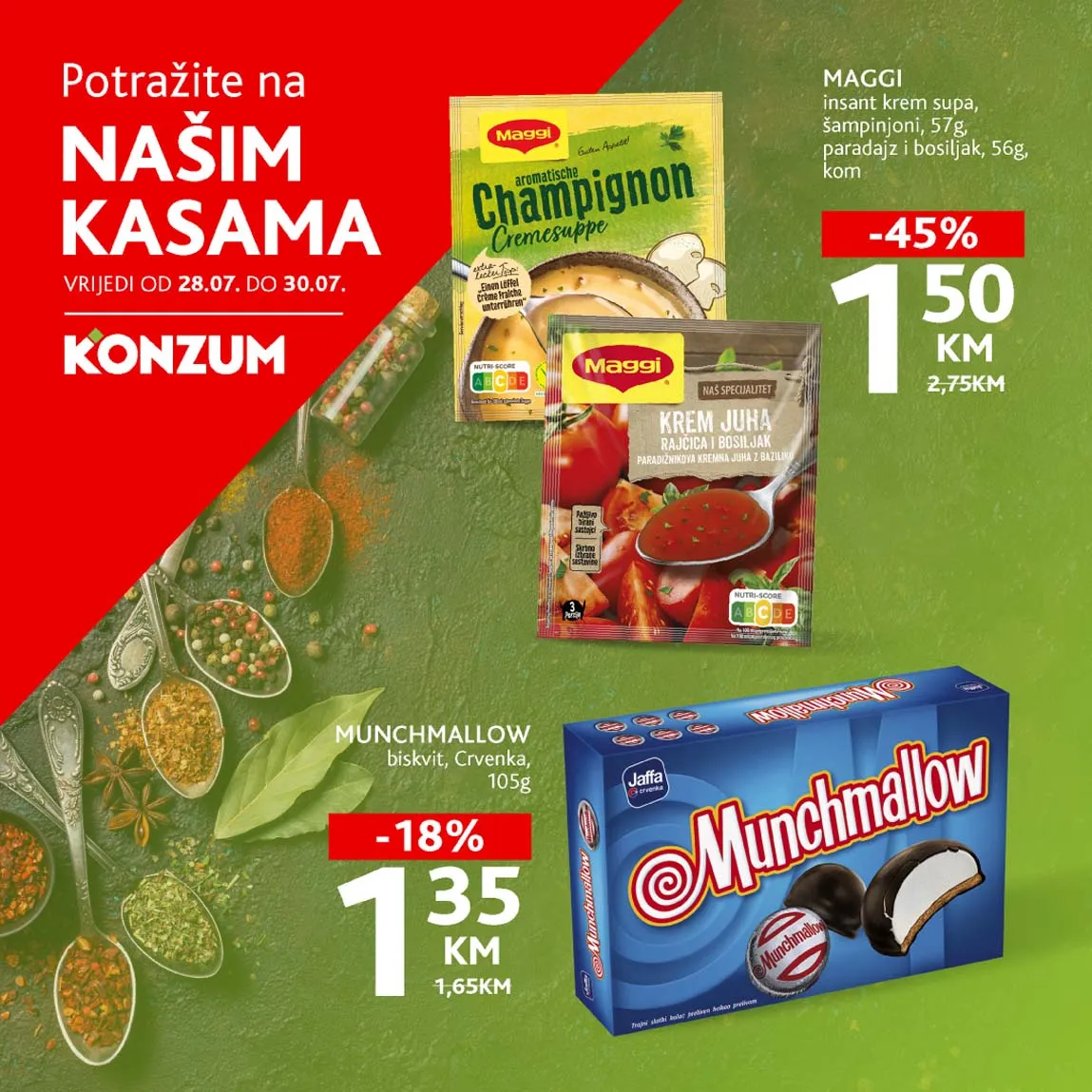 Konzum akcija – Sniženja na kasama do 45%! Iskoristite do 30.07.2025!