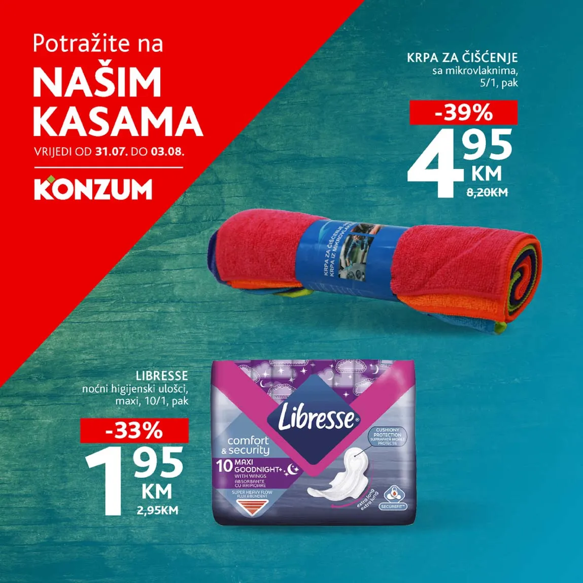 Konzum akcija – Sniženja na kasama do 39%! Iskoristite do 03.08.2025!
