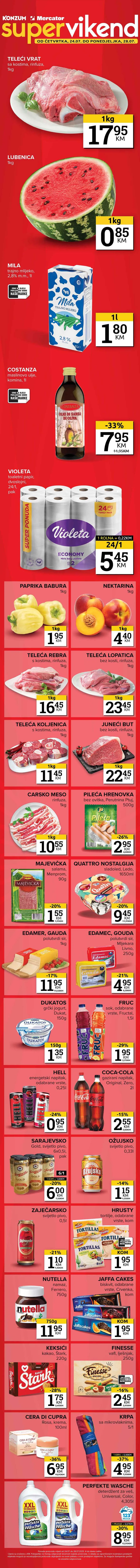 Konzum i Mercator vikend akcija do 28.07.2025 – Top ponude za kraj jula!
