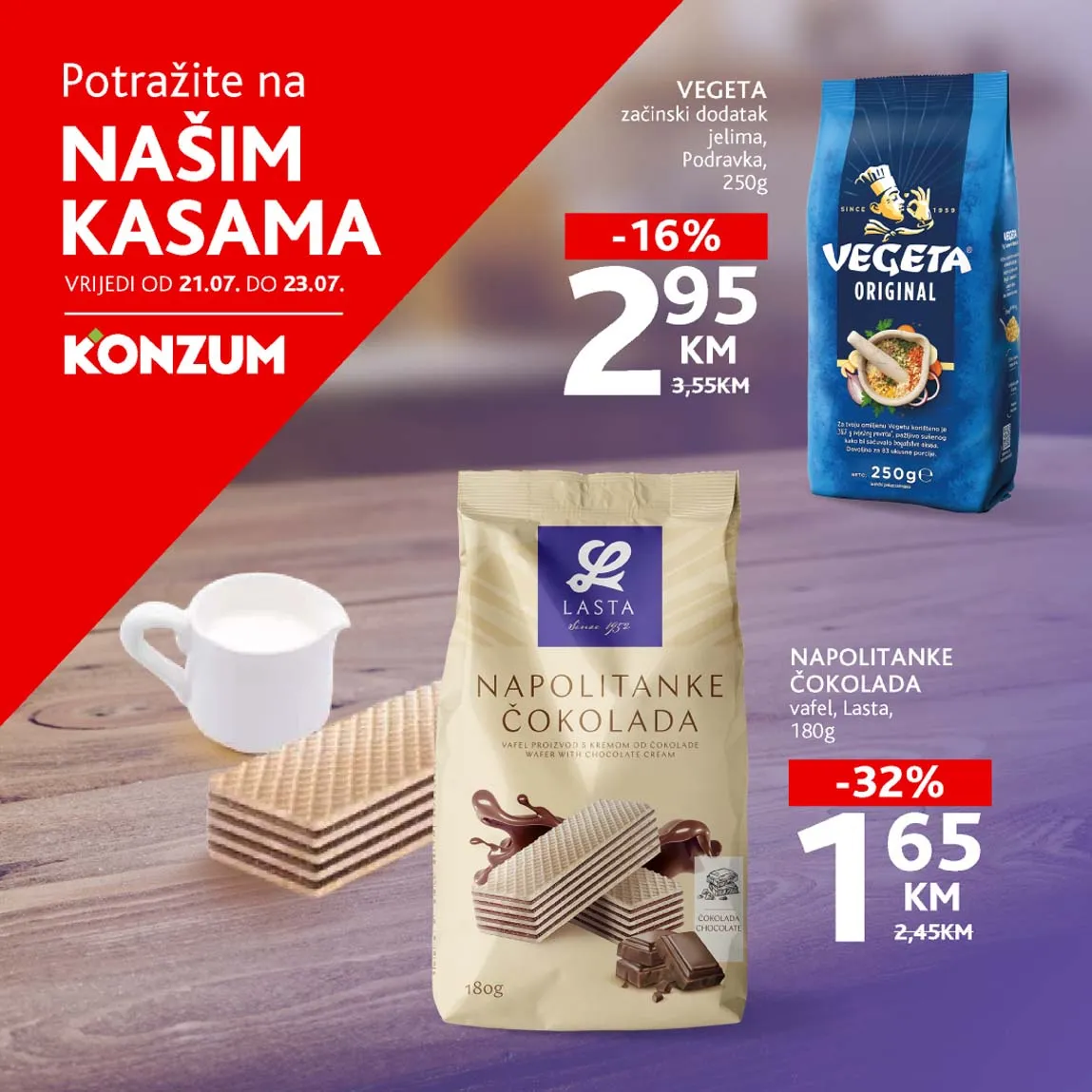 Konzum akcija – Sniženja na kasama do 32%! Iskoristite do 23.07.2025!
