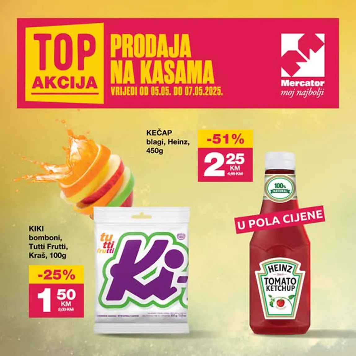MERCATOR Top Akcija na kasama sniženja do 07.05.2025