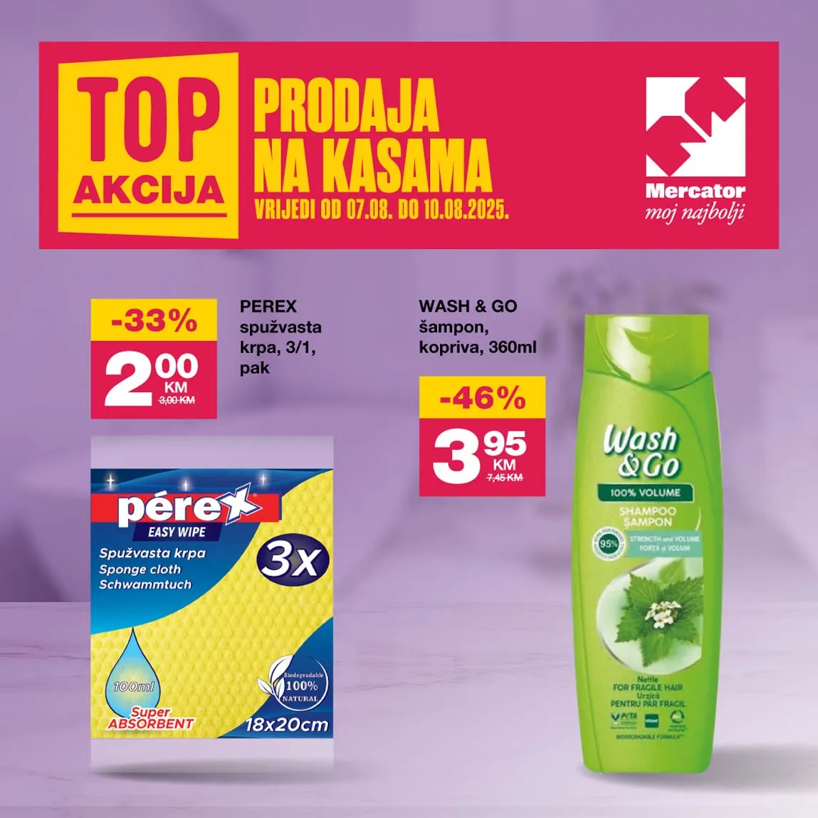 Mercator akcija - Top prodaja na kasama do 46% popusta | Sniženje do 10.08.2025