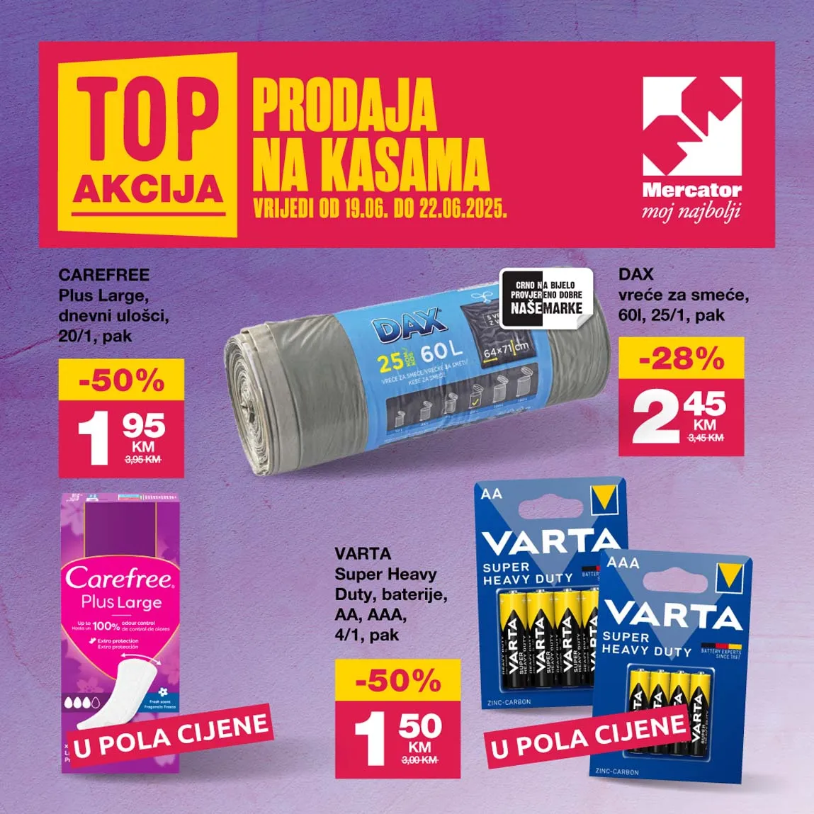 MERCATOR Top Akcija na kasama sniženja do 22.06.2025