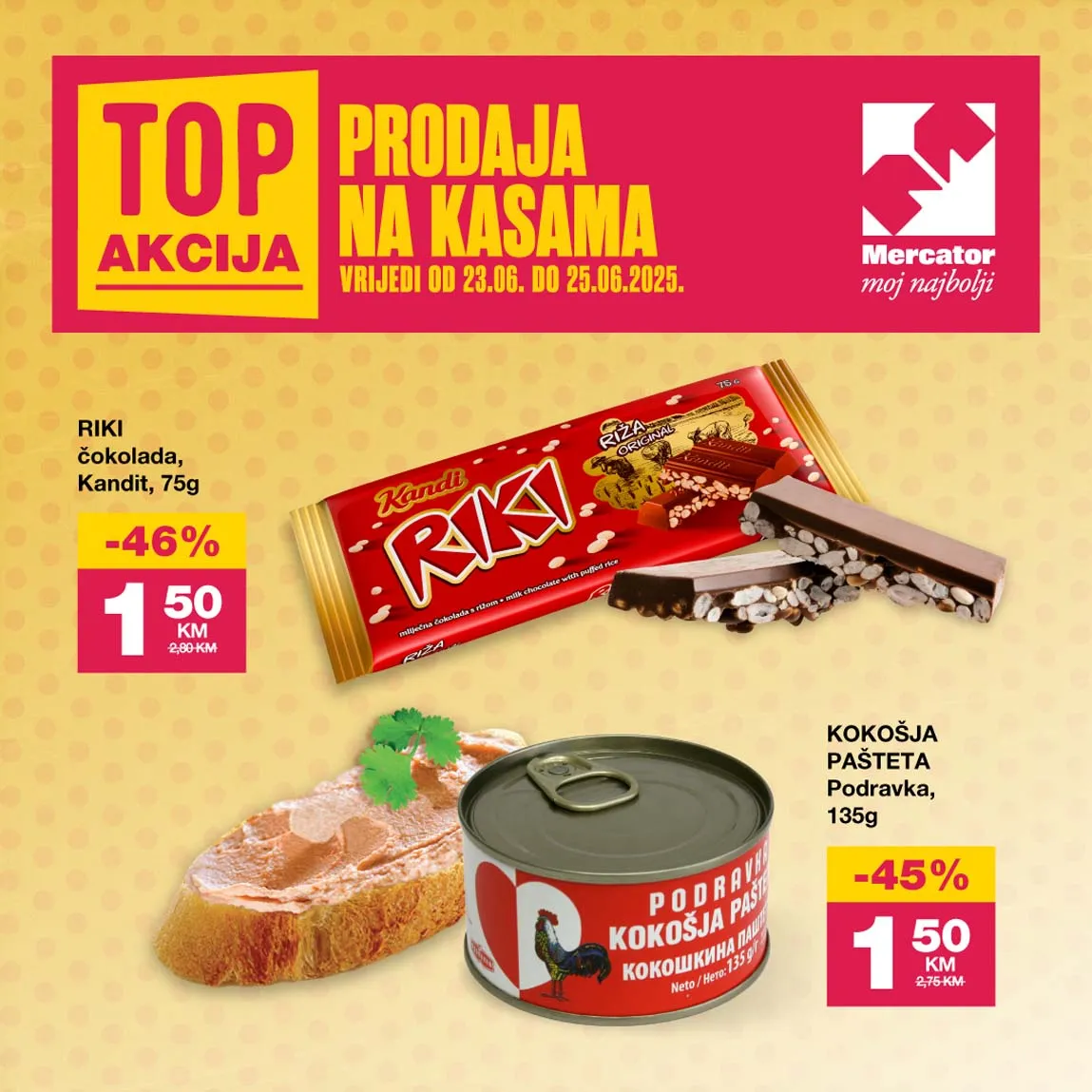 MERCATOR Top Akcija na kasama sniženja do 25.06.2025