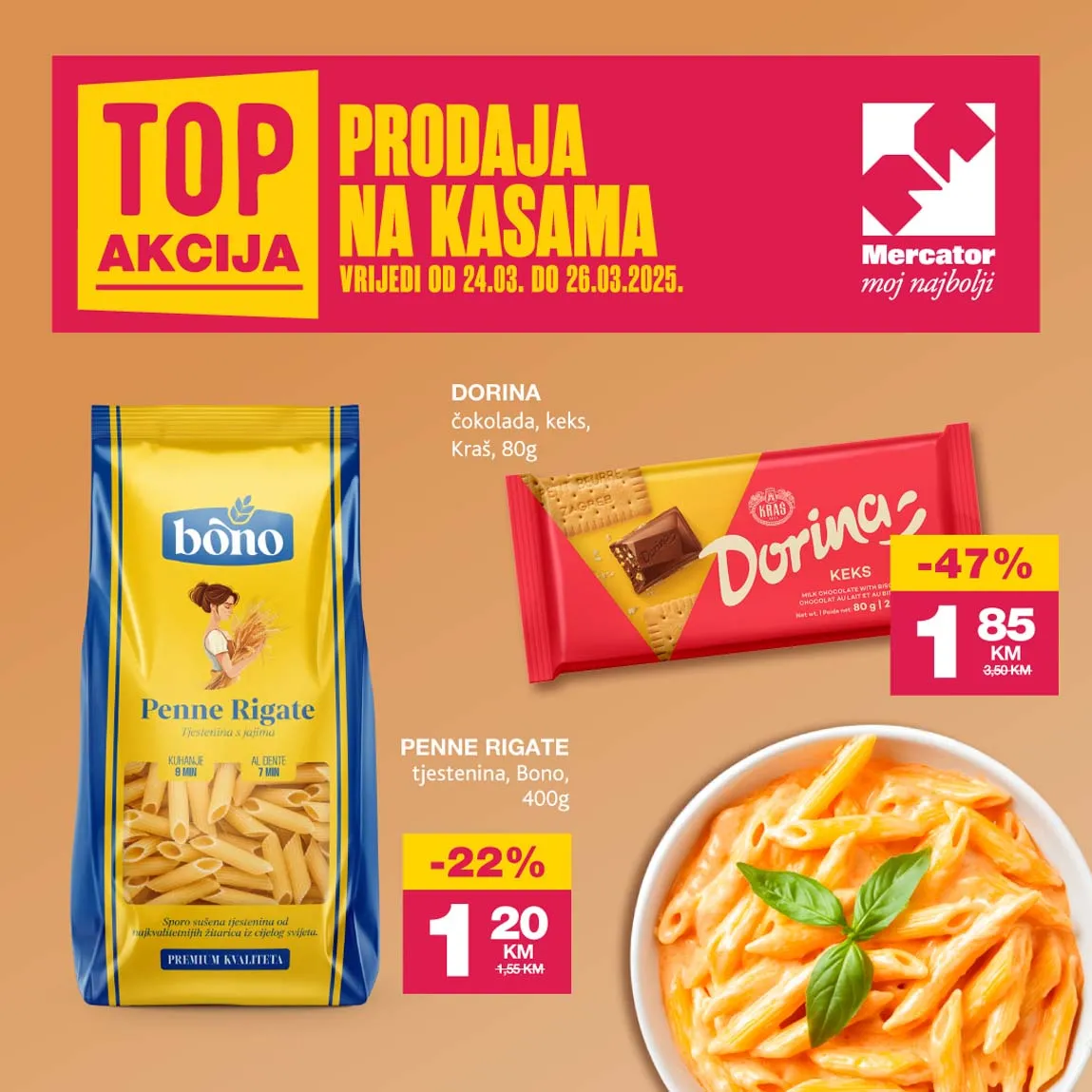 MERCATOR Akcija Top prodaja na kasama sniženja do 26.03.2025