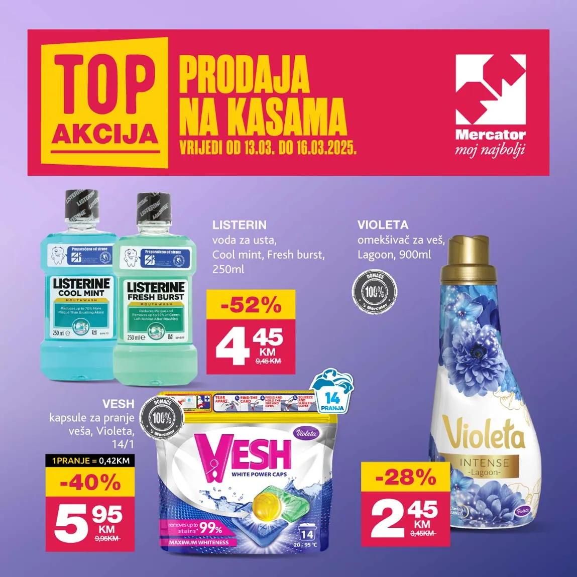 MERCATOR Akcija Top prodaja na kasama sniženja do 16.03.2025