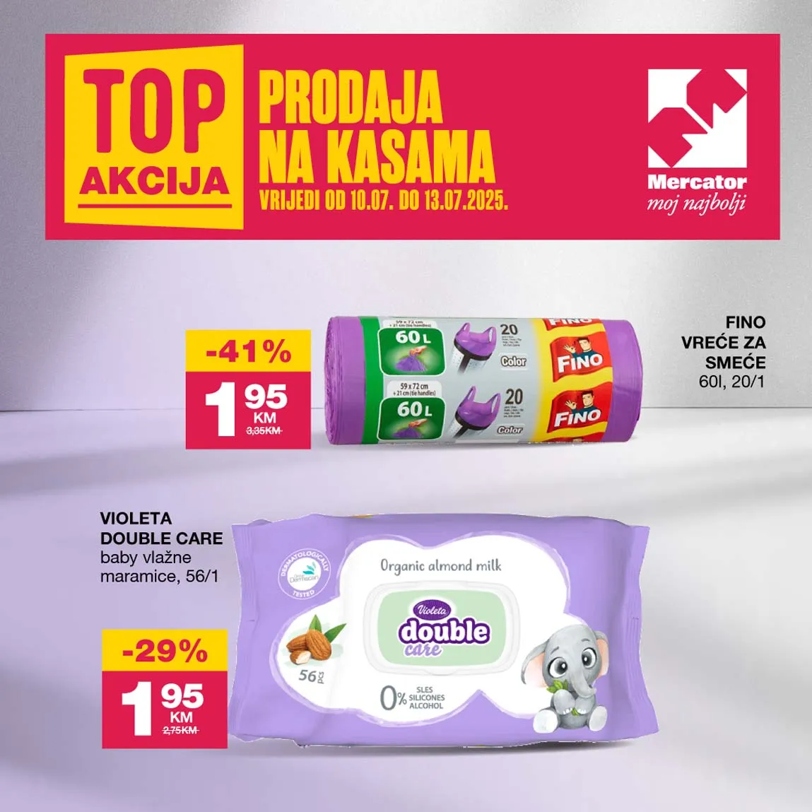 Konzum i Mercator – TOP prodaja na kasama! Sniženja do 13.07.2025.