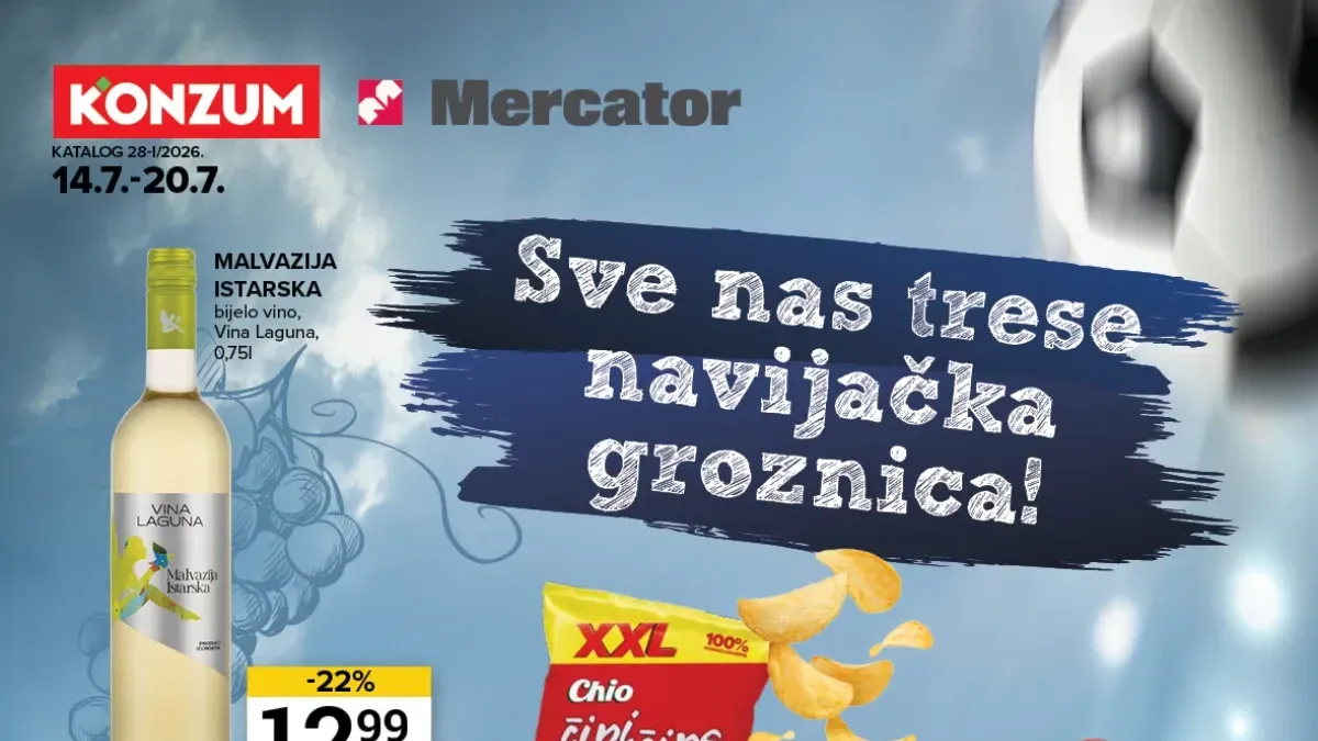 Konzum i Mercator katalog od 14. do 20.07.2026. donosi cijene od 0,45 KM, navijačke ponude i uštede do 57%