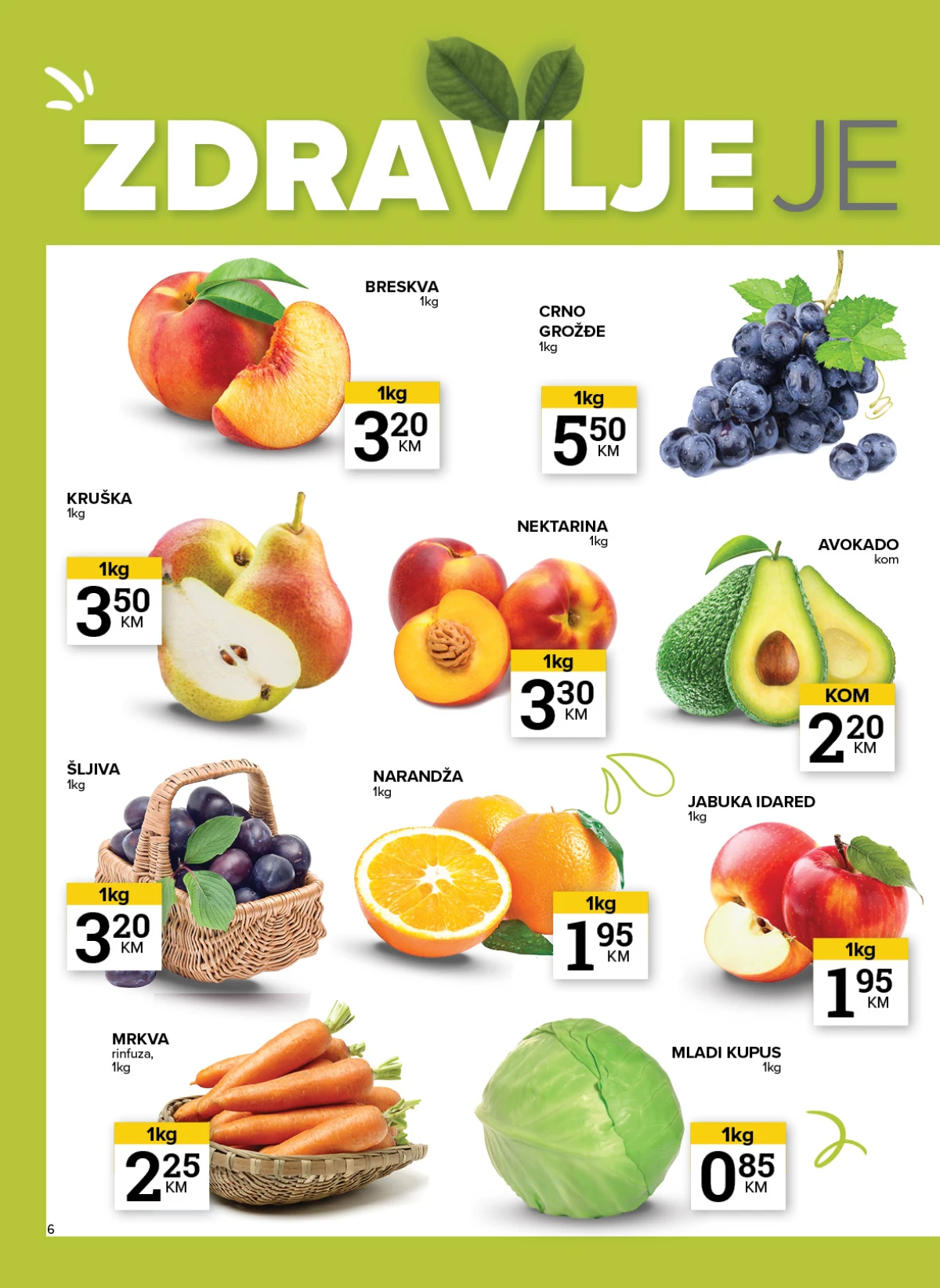 Konzum i Mercator katalog - svježe voće i povrće po akcijskim cijenama
