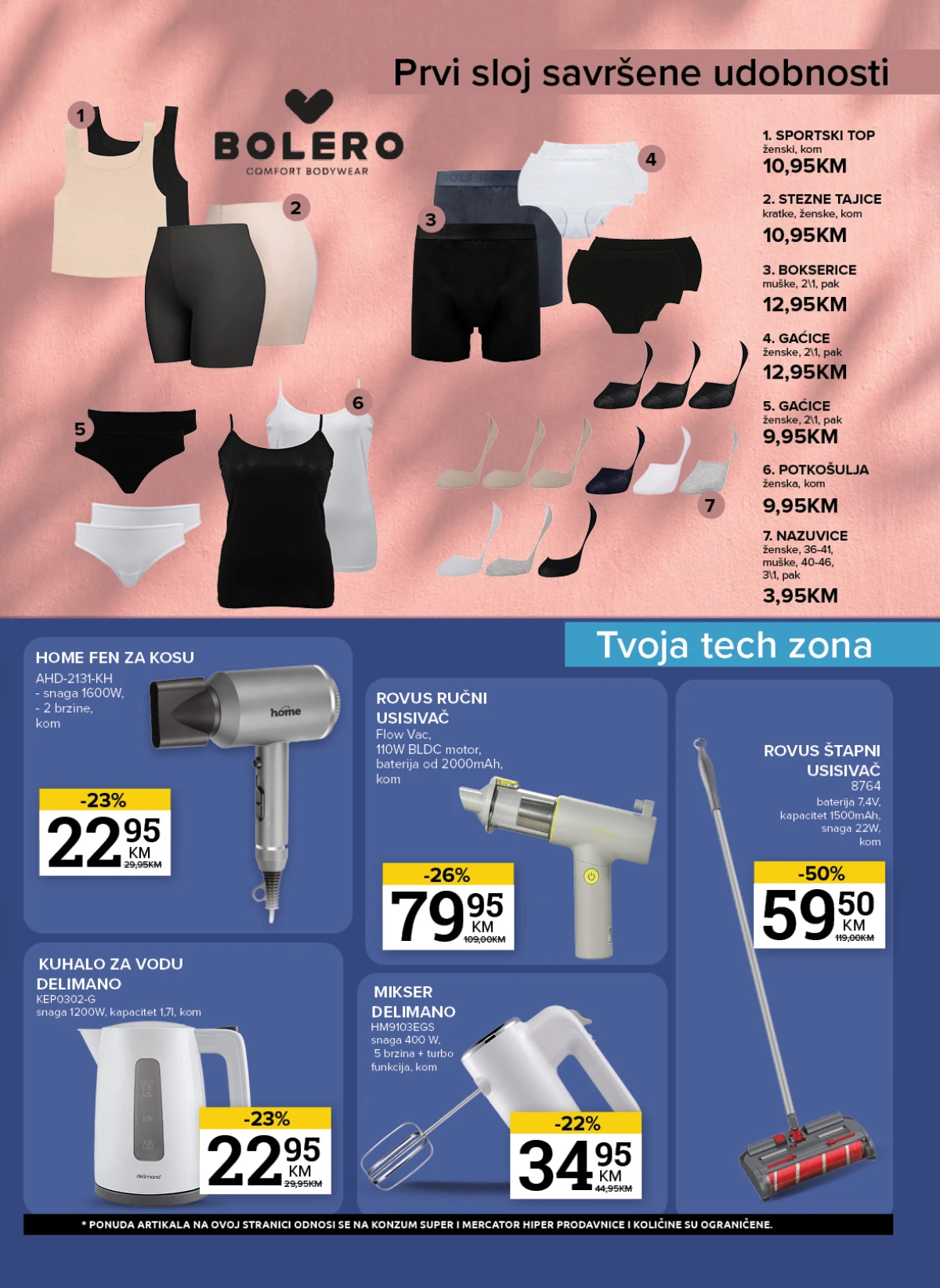 Konzum i Mercator katalog - donji veš, mali kućanski aparati i tehnika