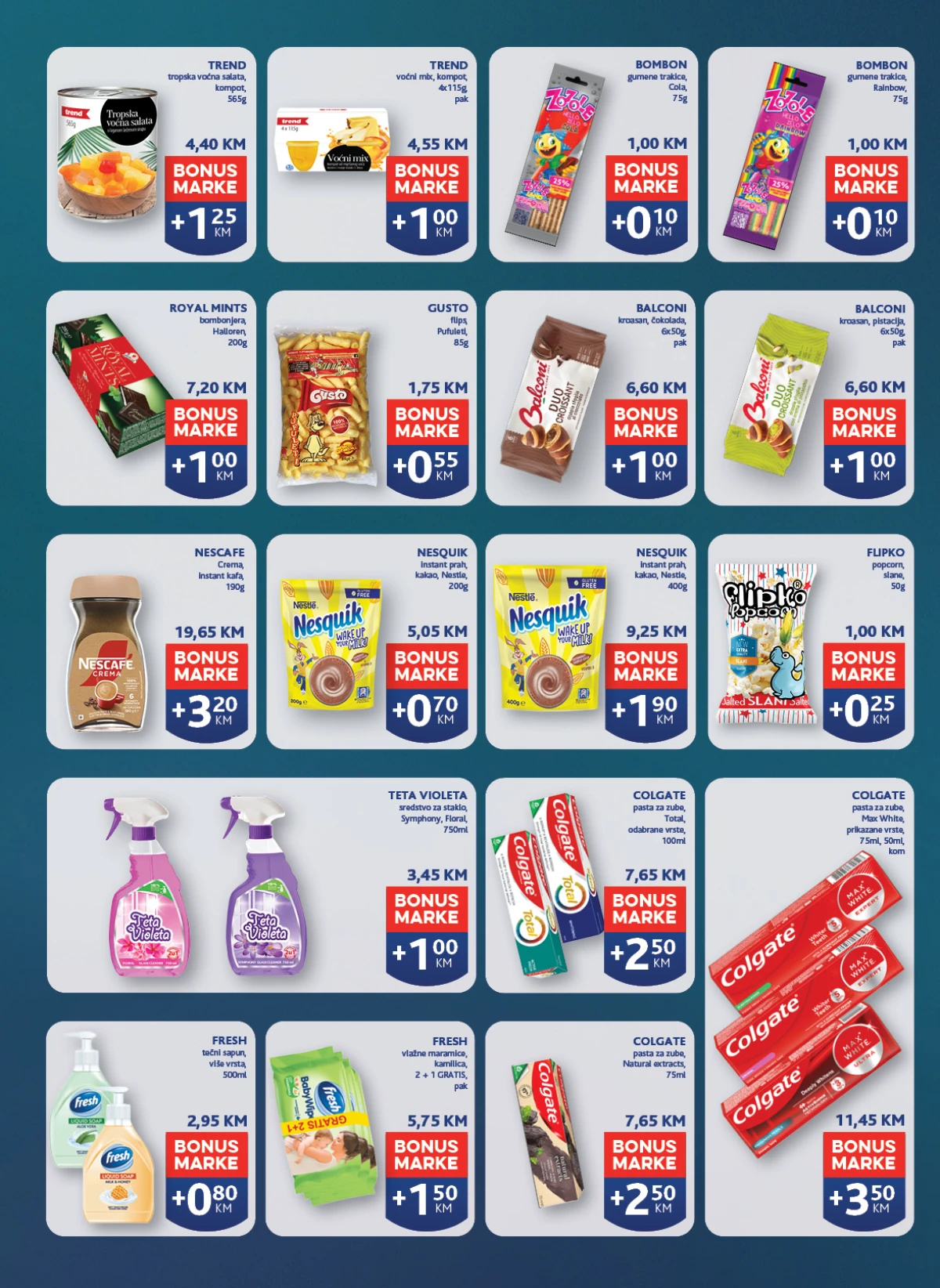 Konzum i Mercator katalog - prehrambeni proizvodi sa BONUS MARKAMA