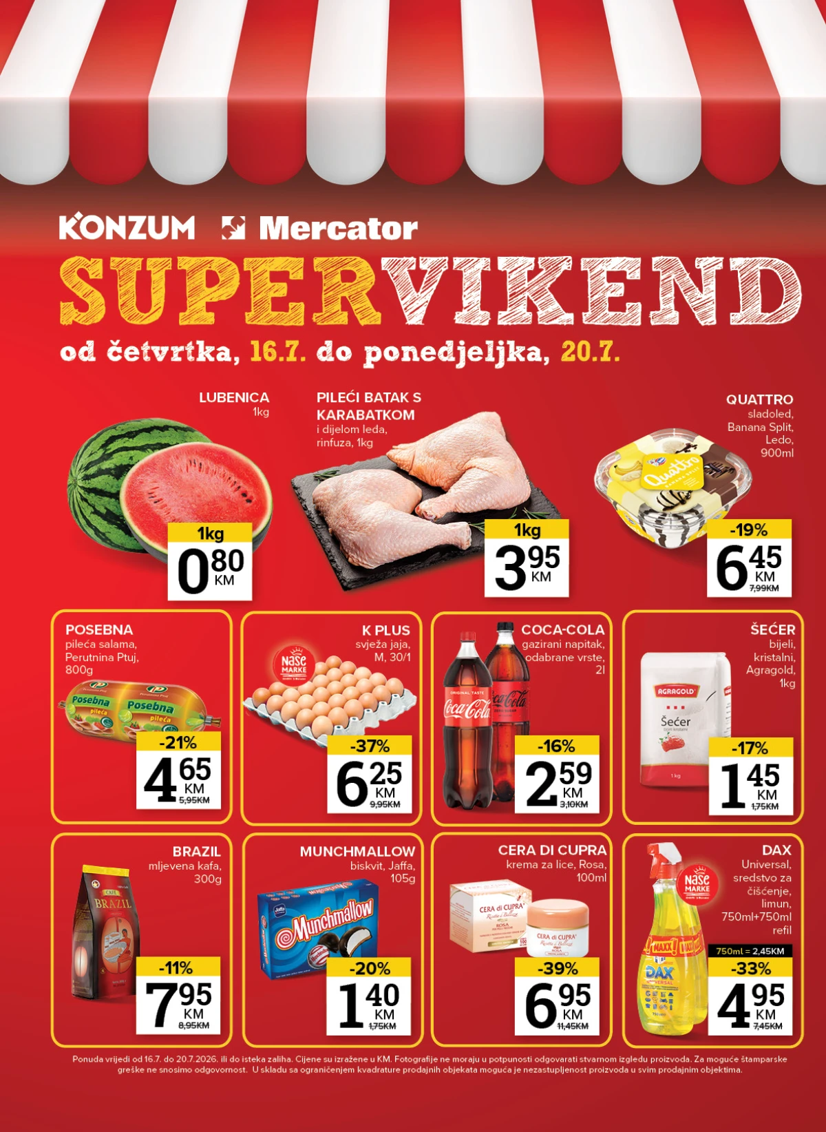 Konzum i Mercator Super vikend akcija od 16. do 20.07.2026.