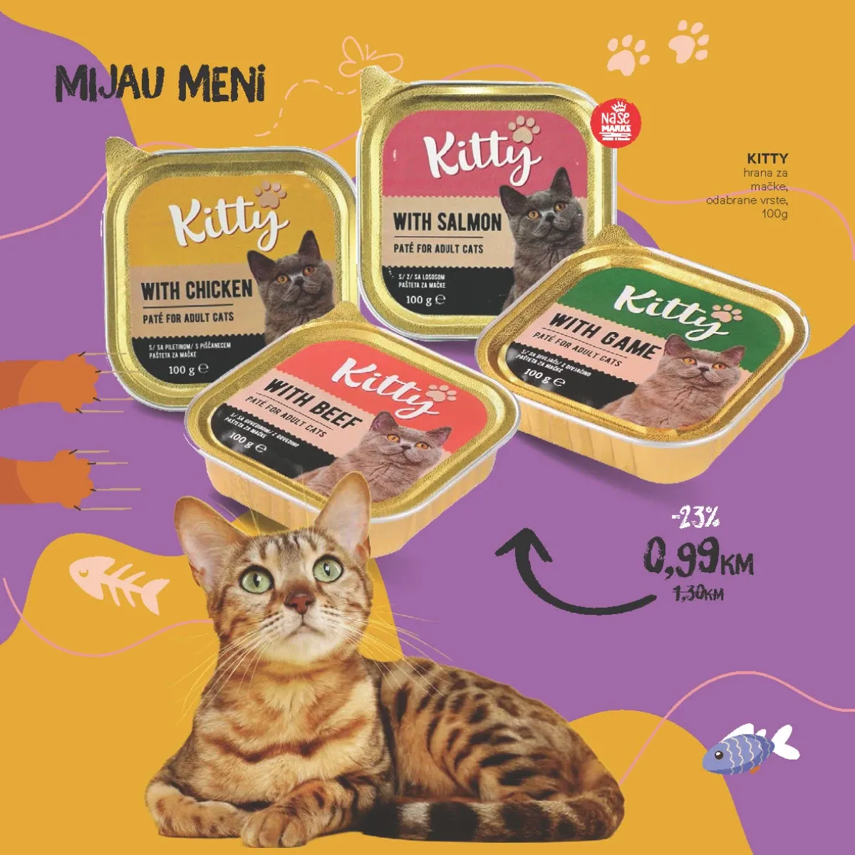 Kitty hrana za mačke odabrane vrste 100 g za 0,99 KM u Konzum i Mercator akciji