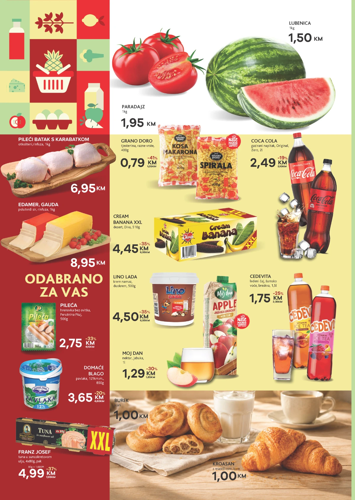 Konzum Gradačac akcija – prehrana, voće, povrće i pića po nižim cijenama