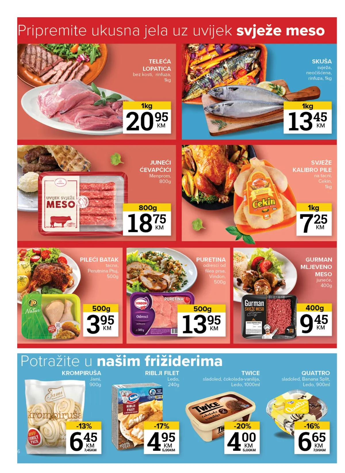 Konzum i Mercator katalog – svježe meso, riba i smrznuti proizvodi